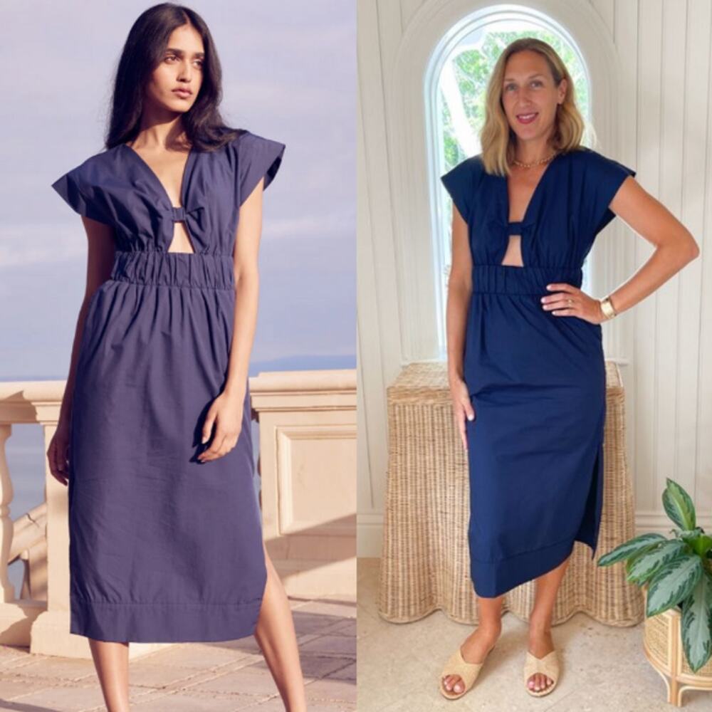 MISA Los Angeles Claudine Dress Midnight Blue Poplin‎ XS Casual Vacation